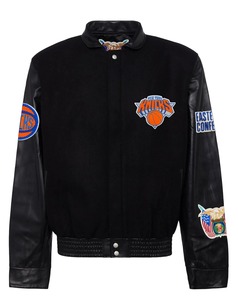 เสื้อแจ็คเก็ตขนสัตว์และหนังสีดำของทีมนิวยอร์ก นิกส์ - Product Image 1