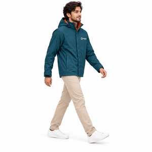 Veste coupe-vent à capuche pour homme, légère, tissée, pour l'extérieur, avec fermeture éclair, impression de logo personnalisée, broderie, poches latérales, poignets ajustables - Product Image 3