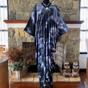 <b>Plus</b> <b>Size</b> Abstract Shibori Tie Dye Rayon Kaftan Dress Relaxed Fit Boho Resort Wear For Women - Product Image 1