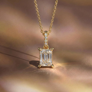 Pendentif en diamant de laboratoire de qualité supérieure 1,61 ct, or 14 carats, taille émeraude brillante, clarté VS1, collier minimaliste sophistiqué - Product Image 1