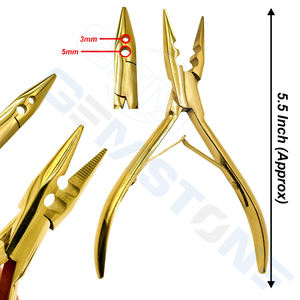 Kit d'outils pour extensions capillaires dorées en acier inoxydable : micro-perles, pinces, aiguilles, crochets, boucles, ciseaux, fils et perles durables et réutilisables - Product Image 6