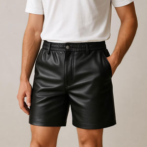 กางเกงขาสั้นหนังผู้ชายขายส่งน้ำหนักเบา สวมใส่สบาย มีเชือกผูก กางเกงขาสั้นหนังผู้ชายขายดีสำหรับฤดูร้อน - Product Image 1