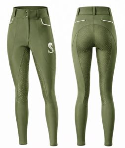 Pantalones de equitación para mujer al por mayor, de cintura alta, con botones frontales, largos, con agarre de silicona, diseño personalizado, ropa para montar a caballo - Product Image 1