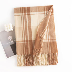 Women Fashion Autumn Plaid Acrylic Scarf Long Thermal Insulation Classic Style Winter Warm Oversized Knit <b>Shawl</b> with Tassel - Product Image 2