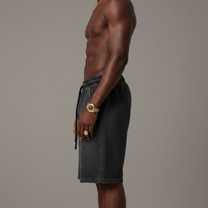 Shorts de jogging décontractés pour hommes, personnalisés, 100 % coton de haute qualité, anti-plis, respirants, effet délavé, style urbain - Product Image 5