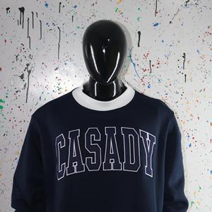 CASADY BLUE <b>Mock</b> <b>Neck</b> Sweatshirt 100% BLUE Applique Embroidery wide <b>neck</b> Sweatshirt Finer Threads - Product Image 4