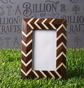 Bone Inlay <b>Wooden</b> <b>Photo</b> <b>Frame</b> with Geometric Arrow Pattern Handmade Decorative Picture Holder - Product Image 1