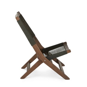 Silla Plegable para Exteriores con Estructura de Madera de Teca Sólida y Cuerda Tejida para Patio - Product Image 3