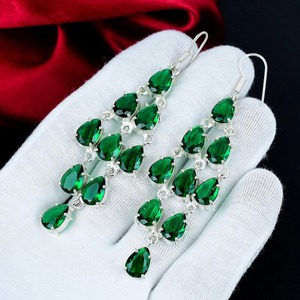 Boucles d'oreilles pendantes en tourmaline verte, argent sterling 925, pierre précieuse tourmaline verte, bijoux en argent faits à la main pour femmes - Product Image 3