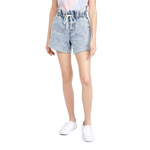 Shorts de Mezclilla de Cintura Alta para Mujer, Casuales, con Cordón Elástico en la Cintura, Lavado Medio, Algodón Vintage, Impermeables, para Playa de Verano - Product Image 3