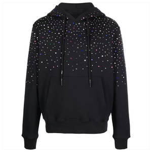 Chándal de lujo para hombre, 100% algodón, con pedrería, de alta calidad, con logo personalizado, sudadera con capucha y pantalones, ropa de calle de invierno con estrellas estampadas - Product Image 1