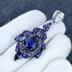 Magnifique pendentif en améthyste, bijoux plaqués argent 925, cadeau fait main, bijoux bohèmes, pendentif au design antique - Product Image 2