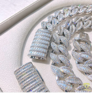Nouveauté en promotion : Chaîne de luxe en argent sterling 925 avec diamants moissanite taille baguette de 18 mm, style hip-hop, disponible - Product Image 4