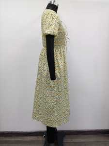 Geometric Digital Printed Cap Sleeve Midi <b>Dress</b> O-Neck A-Line Casual Woven <b>Viscose</b>/Cotton Breathable Natural Waist Summer Daily - Product Image 3