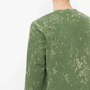 Sudadera de Cuello Redondo con Estampado Tie Dye para Hombre, Corte Regular, Tejida, 100% Algodón, Estilo Casual Otoñal, Color Verde - Product Image 5