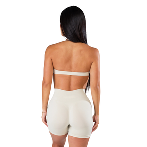 Sujetador deportivo halter sin costuras para mujer, diseño minimalista, para yoga y fitness, ropa deportiva, suave, elástico, con soporte, ligero, top de entrenamiento, color trigo - Product Image 2