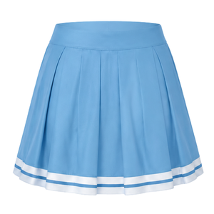 Jupe de cheerleading plissée bleu clair avec bordure à rayures blanches, uniforme de performance athlétique pour femmes et filles, tenue d'équipe - Product Image 2