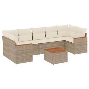 Conjunto de Sofás Modulares Grandes de Ratán Sintético PE Beige para Jardín, Muebles Modulares Cómodos para Exteriores - Product Image 2