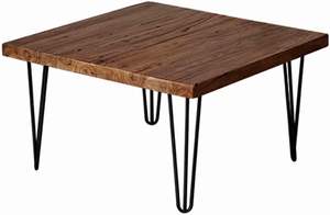 Table basse de luxe en bois avec pieds en métal style épinglette, design rustique et traditionnel, durable et écologique, pour salon - Product Image 3