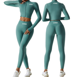 Custom LOGO 2 Pcs Yoga Sets for Women Workout Clothing Gym Fitness Sets Sports Clothes Women's Athletics Fitness Yoga Wear Suit - Product Image 1