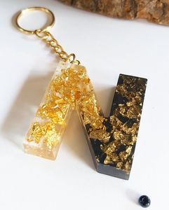 Custom Letter <b>Personalized</b> Handcrafted Glitter Epoxy Hologram Durable Lightweight Resin <b>Keychain</b> Gift for Couples Wholesale - Product Image 2