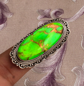 Green Copper Turquoise <b>Ring</b> 925 Sterling Silver <b>Statement</b> <b>Ring</b> Women's Promise Wedding Party Gift for - Product Image 1