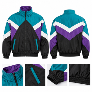 Custom Retro Windbreaker <b>Jacket</b> <b>Mens</b> Colorblock Hooded <b>Track</b> <b>Jacket</b> Lightweight Sportswear Streetwear Outdoor Apparel Factory - Product Image 4