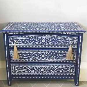 Table console en os incrusté fait main, style Messina, pieds en laiton élégants, meubles pour salon, chambre ou décoration d'hôtel - Product Image 5