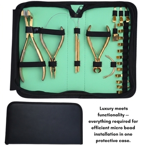 Kit d'outils professionnels pour extensions capillaires : Pince à micro-anneaux, Aiguille à crochet, Enfile-lacet, Pince pour extensions à bandes, Coupe-keratine - Product Image 6