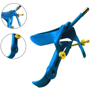 Graves Vaginal Speculum with Smoke Evacuation Tube Stainless Steel Blue Insulated Gynecology Surgical Reusable <b>Laparoscopic</b> Tool - Product Image 2
