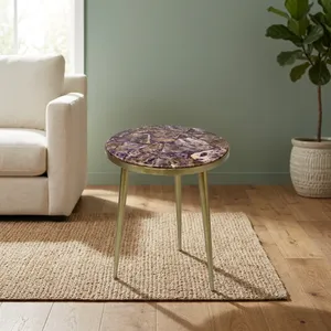 Elegant Marble Top Side Table with Steel <b>Frame</b> Modern Accent Furniture <b>for</b> Living Room Bedroom Office and Contemporary HomeDecor - Product Image 1