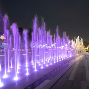 Fontaine d'eau commerciale moderne carrée pour extérieur, à plat, avec musique, lumières LED multicolores, écologique, en acier inoxydable - Product Image 3