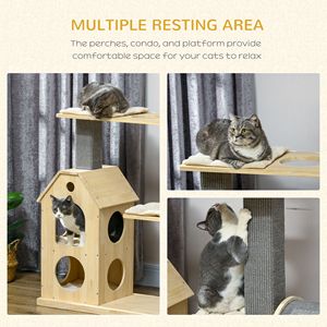 Indoor <b>Cat</b> <b>Tree</b> with Double Layer House XL Size <b>Scratching</b> Posts and <b>Cat</b> Climbing Scratch Boards Natural Material - Product Image 6