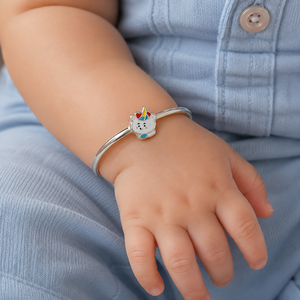ชุดกำไลข้อมือเงินแท้ 925 ลายยูนิคอร์นเคลือบสี สำหรับเด็ก ดีไซน์การ์ตูนสัตว์น่ารัก ขัดเงาอย่างดี เหมาะสำหรับเด็กผู้หญิง สวมใส่ได้ทุกวัน เป็นของขวัญ - Product Image 1