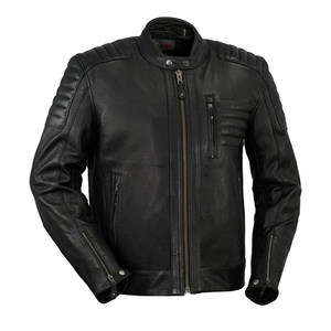 Veste en cuir d'hiver pour homme de qualité supérieure, tendance, avec col montant et logo frontal – Vente en gros - Product Image 4