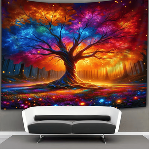 Grande tapisserie magique lumineuse Arbre de Vie en tissu fluorescent pour la décoration intérieure des salons et des dortoirs - Product Image 3