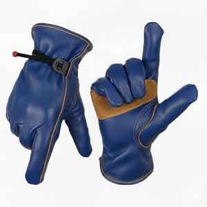 Professional Mechanic Leather <b>Gloves</b> Adjustable Wrist Strap Reinforced Palm Tactical Work Safety <b>Gloves</b> USA Market - Product Image 3