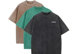 เสื้อยืดโอเวอร์ไซส์แบบย้อมสีเอซิด 100% ผ้าฝ้าย ยูนิเซ็กส์ แขนสั้น คอกลม สกรีนโลโก้ได้ สไตล์วินเทจ - Product Image 3