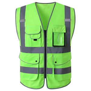 Gilet de sécurité professionnel pour la construction, matériau réfléchissant haute visibilité, fermeture éclair sur le devant, pour les géomètres et les travaux routiers - Product Image 6
