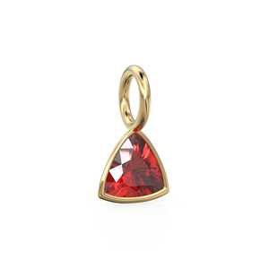 Colgante de Oro Sólido Amarillo de 14k con Diamante de Imitación de 5mm / Piedra de Nacimiento de Julio / Gema Roja con Corte Trillón - Product Image 3