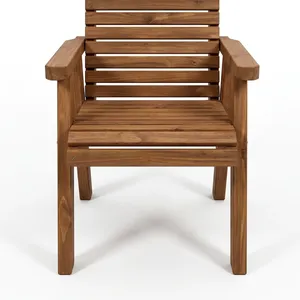 Conjunto de Comedor de Madera para Seis Personas, Mesa Rectangular, Sillas de Jardín, Muebles de Listones Naturales, Estilo Premium - Product Image 5