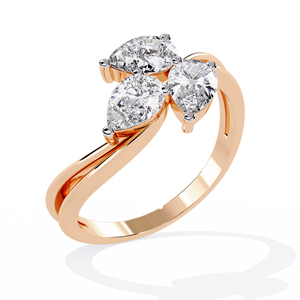 Anillo de Compromiso Clásico con Tres Diamantes Cultivados en Laboratorio, Corte Pera, Oro Sólido de 14K, para Aniversario o Boda - Product Image 3