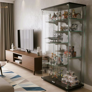 2-Door Modern Glass Display Cabinet with 4-Tier Shelves for Action Figures, Luxury Tempered Glass <b>Showcase</b> for Home & Villa - Product Image 1