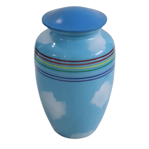Urna Funeraria de Metal Grabada Clásica Azul Fuego Antiguo para Cenizas de Adultos, Estilo Americano/Europeo - Product Image 6