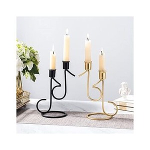 Support de bougie en fer noir avec 5 coupelles en verre, design tressé en croix pour la décoration intérieure - Product Image 2