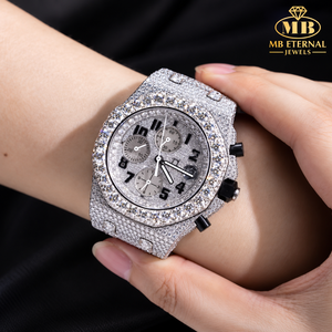 Montre chronographe automatique de luxe pour homme, acier inoxydable, carrée, 41 mm, analogique, quartz, sertie de diamants, boucle à fermoir, usage quotidien - Product Image 1
