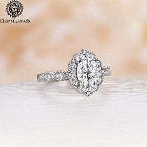 Bague de fiançailles et d'éternité classique Charm_Jewells pour femme, en argent plaqué or rose 18 carats, avec moissanite taille coussin et sertissage à griffes - Product Image 4