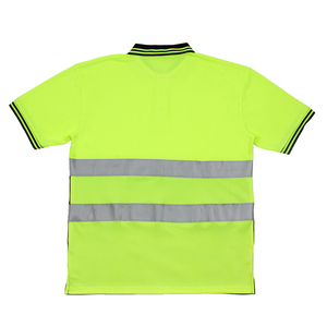 เสื้อเชิ้ตนิรภัยแบบสวมใส่สบาย ระบายอากาศได้ดี เป็นมิตรกับสิ่งแวดล้อม สีเหลืองนีออน ดำ คลาส 2 ผ้าแคนวาส แขนสั้น สำหรับผู้ชาย - Product Image 3