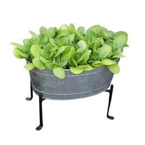Juego de 3 Macetas de Metal Galvanizado con Soportes de Hierro Negro, Acabado Desgastado, Decoración Moderna para Jardín de Estilo Rústico al Mejor Precio - Product Image 3