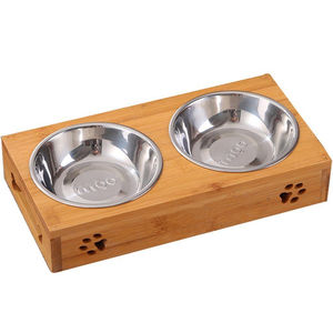 Bol pour chien en bois et métal, style classique moderne, impression de logo personnalisée, écologique, bol d'alimentation durable pour animaux de compagnie et jouet à mâcher - Product Image 2